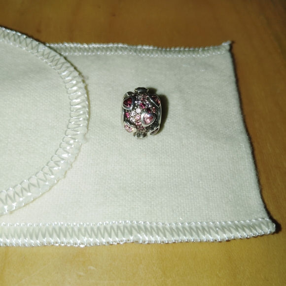 Pandora Silver Ring with Pink Accents - Picture 1 of 3